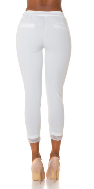 Highwaist pants with lace detail White